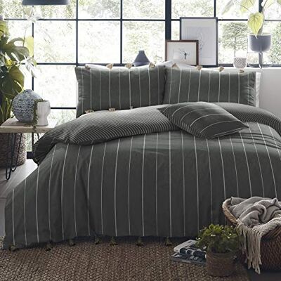 Appletree Delta Stripe-Clothing komplet pościeli spranej, 100% bawełna, łupkowa, King Appletree Delta Stripe-Clothing komplet pościeli spranej, 100% bawełna, łupkowa, King