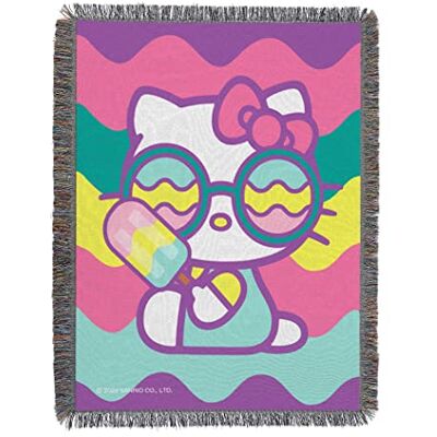 Northwest Hello Kitty tkany koc z gobelinu, 122 x 152 cm, fajny kotek Northwest Hello Kitty tkany koc z gobelinu, 122 x 152 cm, fajny kotek