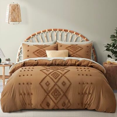 Oli Anderson Pikowana poszewka na kołdrę, miękki i lekki zestaw poszewek na kołdrę na każdą porę roku, 3-częściowy zestaw pościeli z haftem boho shabby chic (dyniowy brąz, królewski, 250 x 228 cm) Oli Anderson Pikowana poszewka na kołdrę, miękki i lekki zestaw poszewek na kołdrę na każdą porę roku, 3-częściowy zestaw pościeli z haftem boho shabby chic (dyniowy brąz, królewski, 250 x 228 cm)