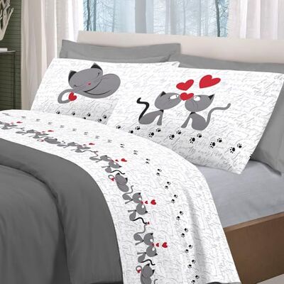 PENSIERI DELICATI Komplet pościeli 100% bawełny, podwójny komplet pościeli 180 x 200 cm, z płaskim prześcieradłem, wierzchem i 2 poszewkami na poduszki, wyprodukowany we Włoszech, fantazyjne kocięta PENSIERI DELICATI Komplet pościeli 100% bawełny, podwójny komplet pościeli 180 x 200 cm, z płaskim prześcieradłem, wierzchem i 2 poszewkami na poduszki, wyprodukowany we Włoszech, fantazyjne kocięta