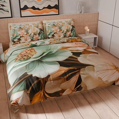 PETTI Artigiani Italiani Podwójny zestaw poszewek na kołdrę 250 x 200 cm (2 poszewki na poduszki 50 x 80 cm w zestawie), zestaw pościeli z miękkiej mikrofibry z kwiatowym nadrukiem cyfrowym 05 9 PETTI Artigiani Italiani Podwójny zestaw poszewek na kołdrę 250 x 200 cm (2 poszewki na poduszki 50 x 80 cm w zestawie), zestaw pościeli z miękkiej mikrofibry z kwiatowym nadrukiem cyfrowym 05 9