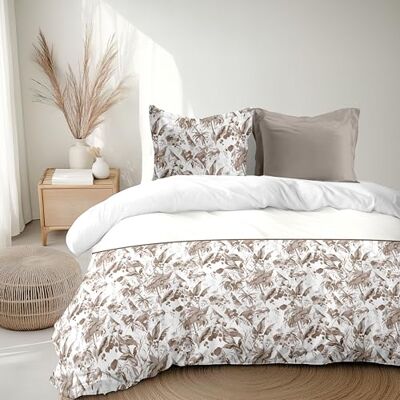 HOME LINGE PASSION Komplet pościeli 220 x 240 cm 3 sztuki perkal z miękkiej bawełny poszewka + poszewka taupe model La Nomade HOME LINGE PASSION Komplet pościeli 220 x 240 cm 3 sztuki perkal z miękkiej bawełny poszewka + poszewka taupe model La Nomade