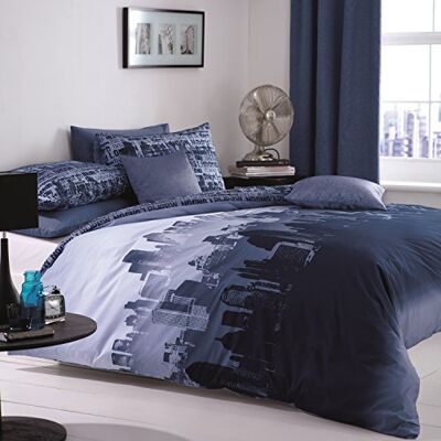 Catherine Lansfield CITYSCAPE BLUE 135X200+80X80 Catherine Lansfield CITYSCAPE BLUE 135X200+80X80
