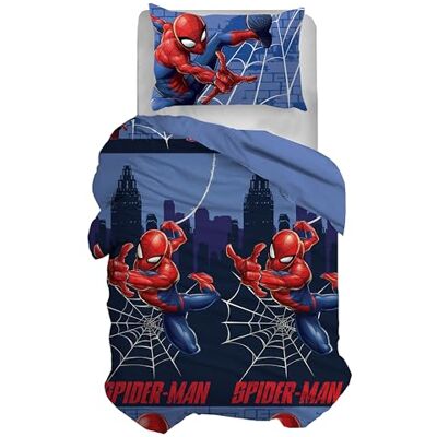 hermet Spiderman, Zestaw pościeli na łóżko pojedyncze, poszewka na kołdrę + poszewka na poduszkę, zestaw poszewek na kołdrę z poszewką na poduszkę, worek 155 x 200 cm, 100% bawełna, (niezawierające hermet Spiderman, Zestaw pościeli na łóżko pojedyncze, poszewka na kołdrę + poszewka na poduszkę, zestaw poszewek na kołdrę z poszewką na poduszkę, worek 155 x 200 cm, 100% bawełna, (niezawierające