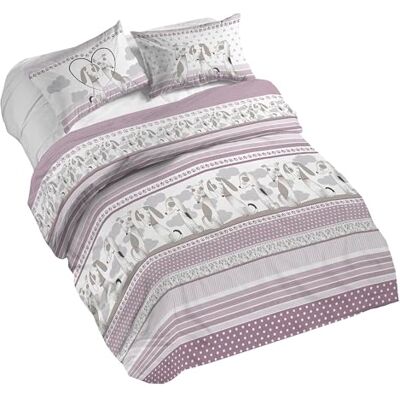 PENSIERI DELICATI Komplet pościeli z podwójnym łóżkiem, 100% bawełna, komplet pościeli 250 x 200 cm i 2 poszewki na poduszki 52 x 82 cm, wyprodukowano we Włoszech, poszewka na kołdrę można prać w PENSIERI DELICATI Komplet pościeli z podwójnym łóżkiem, 100% bawełna, komplet pościeli 250 x 200 cm i 2 poszewki na poduszki 52 x 82 cm, wyprodukowano we Włoszech, poszewka na kołdrę można prać w