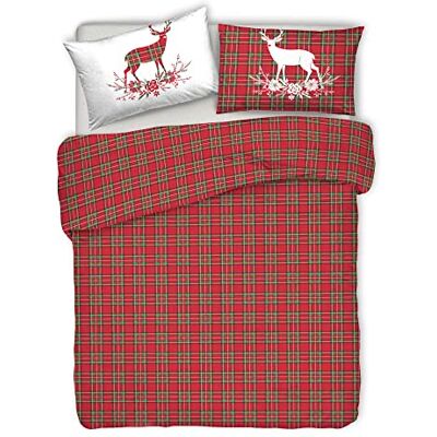 PENSIERI DELICATI Parure Pokrowiec na kołdrę 100% bawełna, w komplecie z workiem 250x200cm i 2 poszewki 52x82cm, Wyprodukowano we Włoszech, prać w pralce 40°, Fantazja Tartan Czerwony PENSIERI DELICATI Parure Pokrowiec na kołdrę 100% bawełna, w komplecie z workiem 250x200cm i 2 poszewki 52x82cm, Wyprodukowano we Włoszech, prać w pralce 40°, Fantazja Tartan Czerwony