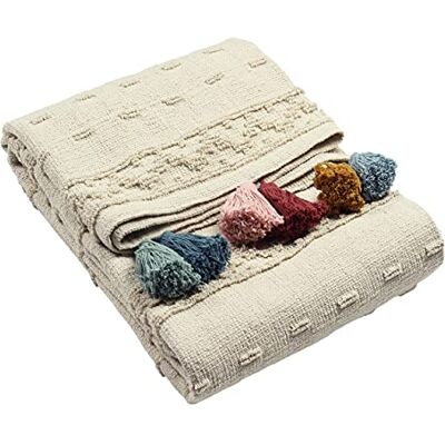 Furn Boho Geometryczny Pled z Bawełny - Koc Furn Boho Geometryczny Pled z Bawełny - Koc