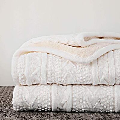 Longhui bedding Koc sherpa, narzuta z akrylowej dzianiny, gruby, miękki, duży, przytulny koc polarowy na kanapę, sofę, łóżko, na wszystkie pory roku, 127 x 160 cm, kość słoniowa Longhui bedding Koc sherpa, narzuta z akrylowej dzianiny, gruby, miękki, duży, przytulny koc polarowy na kanapę, sofę, łóżko, na wszystkie pory roku, 127 x 160 cm, kość słoniowa
