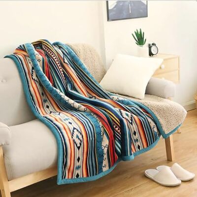 Ukeler Flanelowa narzuta Sherpa 127 cm x 152 cm bohema miękki pluszowy koc flanelowy narzuta na łóżko/kanapę, sofę/biuro/kemping Ukeler Flanelowa narzuta Sherpa 127 cm x 152 cm bohema miękki pluszowy koc flanelowy narzuta na łóżko/kanapę, sofę/biuro/kemping