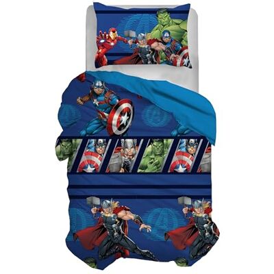 hermet Avengers, zestaw pościeli na łóżko pojedyncze, poszewka na kołdrę + poszewka na poduszkę, komplet pościeli z poszewką na poduszkę, worek 155 x 200 cm, 100% bawełna, (niezawierające hermet Avengers, zestaw pościeli na łóżko pojedyncze, poszewka na kołdrę + poszewka na poduszkę, komplet pościeli z poszewką na poduszkę, worek 155 x 200 cm, 100% bawełna, (niezawierające