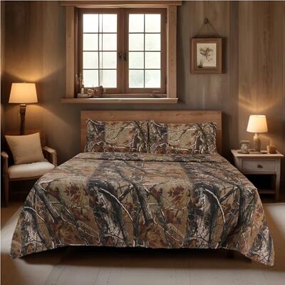 Boston Linen Company Realtree uniwersalny zestaw pościeli z nadrukiem moro, perkalowy splot, super miękka bawełna 100 g/m², łatwy w pielęgnacji, leśny zestaw pościeli do sypialni, polowania i na zewnątrz, pełny, Boston Linen Company Realtree uniwersalny zestaw pościeli z nadrukiem moro, perkalowy splot, super miękka bawełna 100 g/m², łatwy w pielęgnacji, leśny zestaw pościeli do sypialni, polowania i na zewnątrz, pełny,