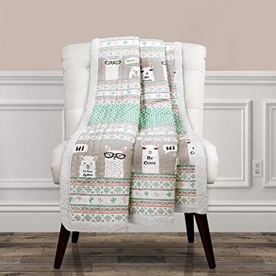 Lush Decor Llama Stripe puszysty dwustronny koc Sherpa narzuta 152 cm x 127 cm, różowy i turkusowy Lush Decor Llama Stripe puszysty dwustronny koc Sherpa narzuta 152 cm x 127 cm, różowy i turkusowy