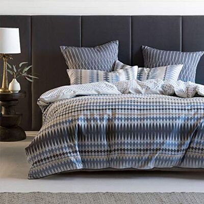 Linen House Northbrook zestaw poszewek na kołdrę, Indigo, Super King Linen House Northbrook zestaw poszewek na kołdrę, Indigo, Super King