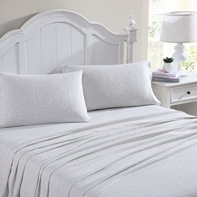 Laura Ashley Home King Sheets, bawełniana flanelowa pościel, szczotkowana dla dodatkowej miękkości i komfortu (Chelsie Vine Grey, King) Laura Ashley Home King Sheets, bawełniana flanelowa pościel, szczotkowana dla dodatkowej miękkości i komfortu (Chelsie Vine Grey, King)
