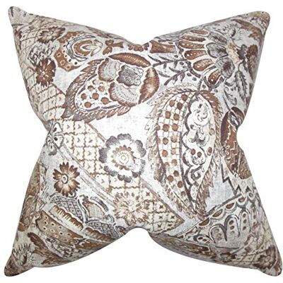 The Pillow Collection Kolekcja poduszek Heidrun kwiatowa poszewka na poduszkę brązowa, len 7165 x 7165 x 2504 cm The Pillow Collection Kolekcja poduszek Heidrun kwiatowa poszewka na poduszkę brązowa, len 7165 x 7165 x 2504 cm