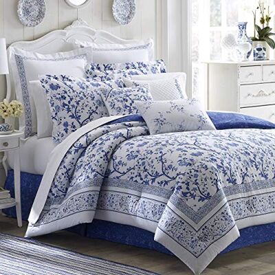 Laura Ashley Charlotte zestawy pościeli, bawełna, niebieski, king Laura Ashley Charlotte zestawy pościeli, bawełna, niebieski, king