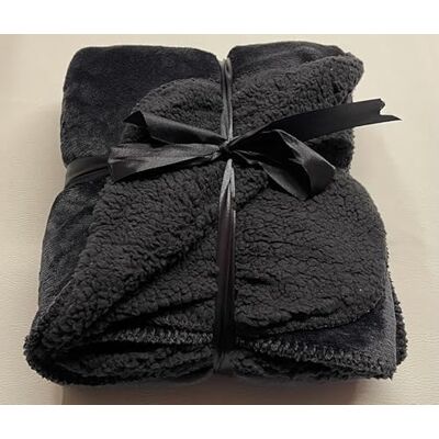 CRS Fur Fabrics Pluszowy koc polarowy do przytulania, miękkie łóżko podwójne, antracyt CRS Fur Fabrics Pluszowy koc polarowy do przytulania, miękkie łóżko podwójne, antracyt