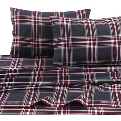 Tribeca Living HEPL170DPSSQU Heritage Plaid 140 ml flanelowy nadruk bardzo głęboka kieszeń zestaw prześcieradeł Queen Multi Tribeca Living HEPL170DPSSQU Heritage Plaid 140 ml flanelowy nadruk bardzo głęboka kieszeń zestaw prześcieradeł Queen Multi