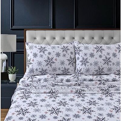 Tribeca Living Zestaw pościeli flanelowej 100% bawełny 200 g/m², głęboka kieszeń, ultramiękka i przytulna, królewska, niech śnieg Tribeca Living Zestaw pościeli flanelowej 100% bawełny 200 g/m², głęboka kieszeń, ultramiękka i przytulna, królewska, niech śnieg