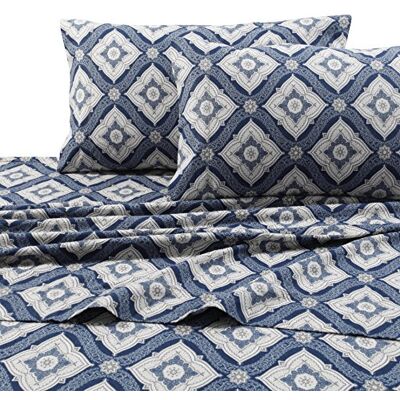Tribeca Living 200-GSM zestaw pościeli flanelowych z głębokimi kieszeniami z nadrukiem adamaszkowym Tribeca Living 200-GSM zestaw pościeli flanelowych z głębokimi kieszeniami z nadrukiem adamaszkowym