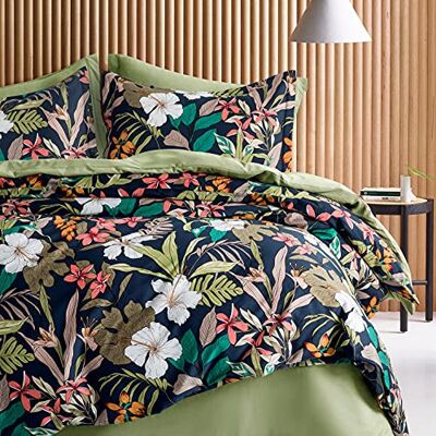 Eikei Modern Vintage Retro Mod Print Bedding Egyptian Cotton Duvet Cover Set Minimalist Chic Botanical Design Asian Zen Style Reversible Pattern in Full Queen or King Size (King, Tropical Flower) Eikei Modern Vintage Retro Mod Print Bedding Egyptian Cotton Duvet Cover Set Minimalist Chic Botanical Design Asian Zen Style Reversible Pattern in Full Queen or King Size (King, Tropical Flower)