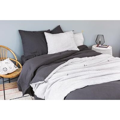 Toison d’or Poszewka na poduszkę Cap Fretka prana bawełna, rozmiar 50cm x 70cm, ołów Toison d’or Poszewka na poduszkę Cap Fretka prana bawełna, rozmiar 50cm x 70cm, ołów