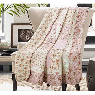 Cozyholy Oryginalna 100% bawełna, patchworkowa, kołdra, podwójna, różowa, kwiatowa, dwustronna, vintage, styl shabby chic, pikowana narzuta na łóżko, na kanapę, sofę Cozyholy Oryginalna 100% bawełna, patchworkowa, kołdra, podwójna, różowa, kwiatowa, dwustronna, vintage, styl shabby chic, pikowana narzuta na łóżko, na kanapę, sofę