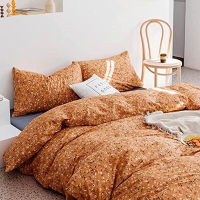AMWAN Zestawy poszewek na kołdrę z motywem dyni, karmelu, podwójne, shabby chic, spalony pomarańczowy, zestawy pościeli, kolor rdzy, boho, styl ogrodowy, poszewka na kołdrę dla dziewcząt i kobiet, 1 AMWAN Zestawy poszewek na kołdrę z motywem dyni, karmelu, podwójne, shabby chic, spalony pomarańczowy, zestawy pościeli, kolor rdzy, boho, styl ogrodowy, poszewka na kołdrę dla dziewcząt i kobiet, 1