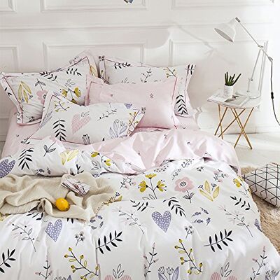 AMWAN Dziewczęce kwiatowe poszewki na kołdrę Twin XL bawełniane estetyczne zestawy pościeli biały różowy kwiat gałęzie wzór kawaii kołdra dla dzieci nastolatków z wiązaniami na zamek błyskawiczny AMWAN Dziewczęce kwiatowe poszewki na kołdrę Twin XL bawełniane estetyczne zestawy pościeli biały różowy kwiat gałęzie wzór kawaii kołdra dla dzieci nastolatków z wiązaniami na zamek błyskawiczny