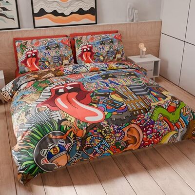 PETTI Artigiani Italiani Podwójna poszwa na kołdrę 250 x 200 cm, zestaw pościeli z mikrofibry z nadrukiem cyfrowym + 2 poszewki na poduszki 50 x 80 cm Made in Italy Murale PETTI Artigiani Italiani Podwójna poszwa na kołdrę 250 x 200 cm, zestaw pościeli z mikrofibry z nadrukiem cyfrowym + 2 poszewki na poduszki 50 x 80 cm Made in Italy Murale