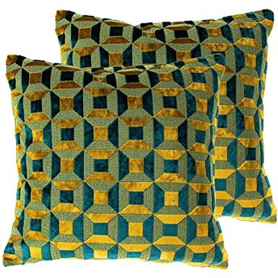 Paoletti Empire 2-pak poduszek wypełnionych piórami, turkusowy/złoty, 45 x 45 cm Paoletti Empire 2-pak poduszek wypełnionych piórami, turkusowy/złoty, 45 x 45 cm