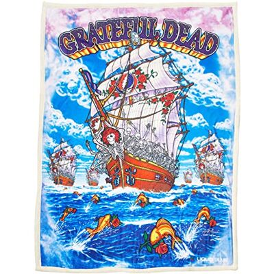 81003-960-50" X 60" Liquid Blue Bandana Grateful Dead Ship of Fools ciepły koc z polaru koralowego męski 127 cm x 152 cm, multi, 50" x 60 81003-960-50" X 60" Liquid Blue Bandana Grateful Dead Ship of Fools ciepły koc z polaru koralowego męski 127 cm x 152 cm, multi, 50" x 60