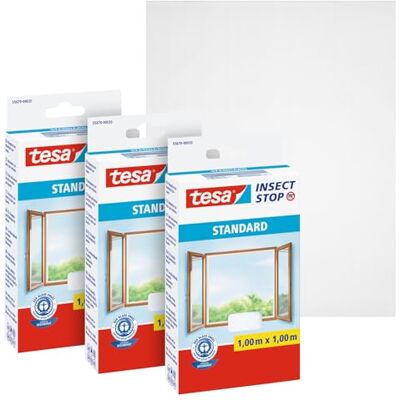 tesa INSECT STOP H&L Fly Screen for Window siatka przeciw owadom z taśmą rzepową, przycinana na wymiar, bez wiercenia 3 x siatka 100 x 100 cm biały tesa INSECT STOP H&L Fly Screen for Window siatka przeciw owadom z taśmą rzepową, przycinana na wymiar, bez wiercenia 3 x siatka 100 x 100 cm biały