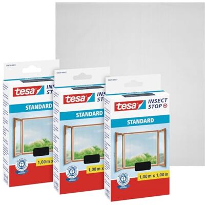 tesa INSECT STOP H&L Fly Screen for Window siatka przeciw owadom z taśmą rzepową, możliwość przycięcia, bez wiercenia 3 x siatka 100 x 100 cm antracyt tesa INSECT STOP H&L Fly Screen for Window siatka przeciw owadom z taśmą rzepową, możliwość przycięcia, bez wiercenia 3 x siatka 100 x 100 cm antracyt