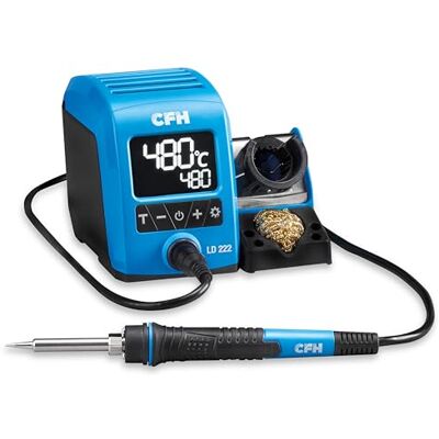 CFH Profesjonalna cyfrowa stacja lutownicza 40 W LD 222 – wyświetlacz LCD, regulacja temperatury 150-480°C, szybkie nagrzewanie, uchwyt do lutownicy dla lewo/praworęcznych, wymienna końcówka CFH Profesjonalna cyfrowa stacja lutownicza 40 W LD 222 – wyświetlacz LCD, regulacja temperatury 150-480°C, szybkie nagrzewanie, uchwyt do lutownicy dla lewo/praworęcznych, wymienna końcówka