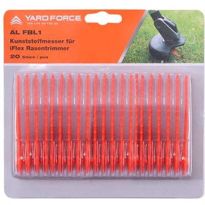 Yard Force 12 V iFlex zapasowe ostrza tnące z tworzywa sztucznego AL FBL1 zestaw 20 sztuk do modelu LT F23 Yard Force 12 V iFlex zapasowe ostrza tnące z tworzywa sztucznego AL FBL1 zestaw 20 sztuk do modelu LT F23