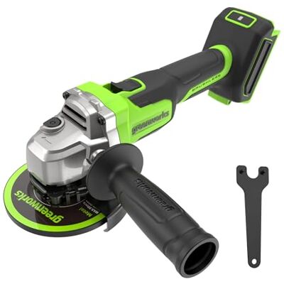 Greenworks Akumulatorowa szlifierka kątowa 24 V 125 mm ostrze tarczowe, 8500 obr./min, 700 W, silnik bezszczotkowy, leworęczny lub praworęczny bez baterii i ładowarki AG370 Greenworks Akumulatorowa szlifierka kątowa 24 V 125 mm ostrze tarczowe, 8500 obr./min, 700 W, silnik bezszczotkowy, leworęczny lub praworęczny bez baterii i ładowarki AG370