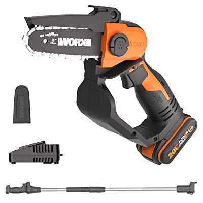 WORX Mini akumulatorowa piła łańcuchowa 18V (20V MAX) WG324E.1, PowerShare, przenośna mini piła łańcuchowa elektryczna, pręt 12 cm WORX Mini akumulatorowa piła łańcuchowa 18V (20V MAX) WG324E.1, PowerShare, przenośna mini piła łańcuchowa elektryczna, pręt 12 cm