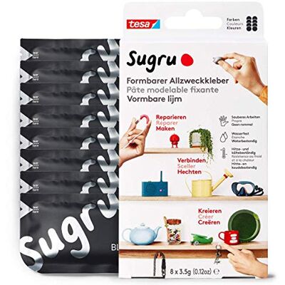 tesa ® Sugru uniwersalny klej formowalny – wszechstronna silikonowa guma do napraw, klejenia i mocowania bez wiercenia – ośmiopak, 8 x 3,5 g, kolor: czarny tesa ® Sugru uniwersalny klej formowalny – wszechstronna silikonowa guma do napraw, klejenia i mocowania bez wiercenia – ośmiopak, 8 x 3,5 g, kolor: czarny