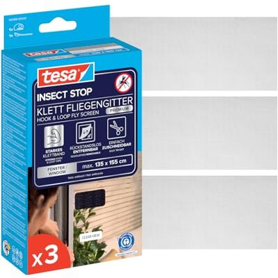 tesa INSECT STOP H&L Fly Screen Premium for Windows siatka z taśmą rzepową, łatwe zdejmowanie, bez wiercenia, antracyt 2x 130 x 150 cm tesa INSECT STOP H&L Fly Screen Premium for Windows siatka z taśmą rzepową, łatwe zdejmowanie, bez wiercenia, antracyt 2x 130 x 150 cm