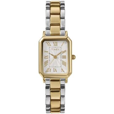 TW2Y01300 Timex Zegarek Damski Trend 21 mm, Dwukolorowy Pasek ze Stopu, Biała Tarcza, Dwukolorowa Obudowa TW2Y01300 Timex Zegarek Damski Trend 21 mm, Dwukolorowy Pasek ze Stopu, Biała Tarcza, Dwukolorowa Obudowa