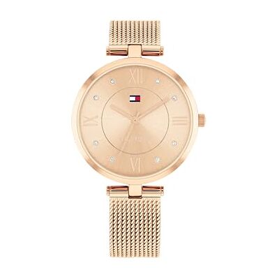 1782712 Tommy Hilfiger Zegarek kwarcowy z trzema rękami dla kobiet z bransoletką z siatki ze stali nierdzewnej – dostępny w kolorze różowego złota lub złota, Różowe złoto, bransoletka 1782712 Tommy Hilfiger Zegarek kwarcowy z trzema rękami dla kobiet z bransoletką z siatki ze stali nierdzewnej – dostępny w kolorze różowego złota lub złota, Różowe złoto, bransoletka
