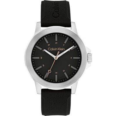 25200471 Calvin Klein Zegarek kwarcowy z trzema rękami dla mężczyzn CK Reset Collection z czarną silikonową bransoletką 25200471 Calvin Klein Zegarek kwarcowy z trzema rękami dla mężczyzn CK Reset Collection z czarną silikonową bransoletką