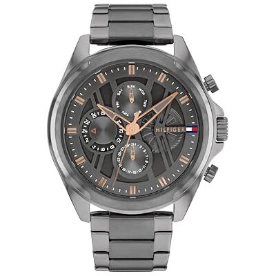 1710657 Tommy Hilfiger Męski analogowy zegarek kwarcowy z bransoletą ze stali nierdzewnej , ciemnoszary, pasek, Ciemnoszary, Bransoletka 1710657 Tommy Hilfiger Męski analogowy zegarek kwarcowy z bransoletą ze stali nierdzewnej , ciemnoszary, pasek, Ciemnoszary, Bransoletka