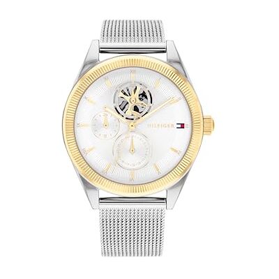 1782713 Tommy Hilfiger Wielofunkcyjny damski analogowy zegarek kwarcowy z paskami ze stali nierdzewnej i skóry, Wielokolorowe, bransoletka 1782713 Tommy Hilfiger Wielofunkcyjny damski analogowy zegarek kwarcowy z paskami ze stali nierdzewnej i skóry, Wielokolorowe, bransoletka