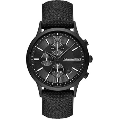 AR11457 Emporio Armani Zegarek dla mężczyzn, kwarcowy mechanizm chronografu i rozmiar koperty 43 mm z paskiem z tkaniny AR11457 Emporio Armani Zegarek dla mężczyzn, kwarcowy mechanizm chronografu i rozmiar koperty 43 mm z paskiem z tkaniny