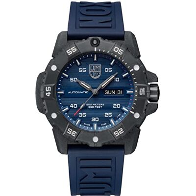 XS.3863 Luminox Męski zegarek wojskowy Master Carbon Seal Automatic w kolorze niebieskim z gumową bransoletką, średnica koperty: 45 mm, XS.3863 Luminox Męski zegarek wojskowy Master Carbon Seal Automatic w kolorze niebieskim z gumową bransoletką, średnica koperty: 45 mm,