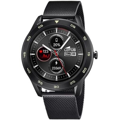 50010/1 Lotus Smartime cyfrowy męski zegarek na rękę ze stali nierdzewnej z bransoletką Milanaise w kolorze czarnym 47 mm, czarny, sport 50010/1 Lotus Smartime cyfrowy męski zegarek na rękę ze stali nierdzewnej z bransoletką Milanaise w kolorze czarnym 47 mm, czarny, sport