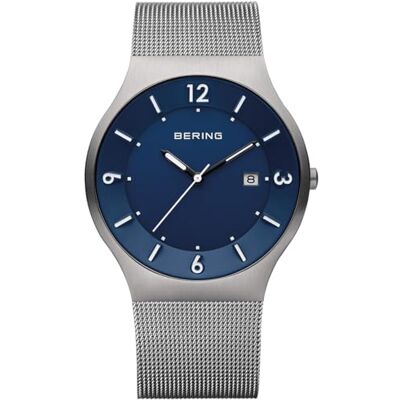 14440-007-Q BERING Męski zegarek kwarcowy, zegarek na rękę, 40 mm, srebrna koperta ze stali nierdzewnej i niebieski cyferblat, bransoleta mediolańska, szkło szafirowe, 5 ATM, 14440-007-Q BERING Męski zegarek kwarcowy, zegarek na rękę, 40 mm, srebrna koperta ze stali nierdzewnej i niebieski cyferblat, bransoleta mediolańska, szkło szafirowe, 5 ATM,