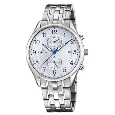 F6854/A FESTINA Zegarek męski Timeless Chronograph koperta ze stali nierdzewnej 316L, srebrny, biały, klasyczny, biały, Klasyczny F6854/A FESTINA Zegarek męski Timeless Chronograph koperta ze stali nierdzewnej 316L, srebrny, biały, klasyczny, biały, Klasyczny